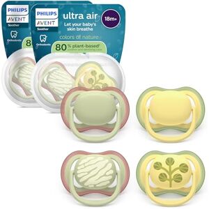 AVENT Philips Ultra Air Soothers Orthodontic Design, for Babies 18 Months+, Soft Silicone Symmetrical Teat, BPA-Free, with 2 Sterilizing Cases, 4 Pack, SCF349/55 AVENT Philips Ultra Air Soothers Orthodontic Design, for Babies 18 Months+, Soft Silicone Symmetrical Teat, BPA-Free, with 2 Sterilizing Cases, 4 Pack, SCF349/55