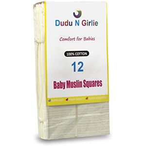 DUDU N GIRLIE Muslin Cloths for Baby 70x70cm Soft, Absorbent & Breathable 100% Pure Cotton Burp Cloths Ideal to Clean, Wipe & Cover Newborn Blanket Unisex Muslin Squares (Pack of 12, Cream) DUDU N GIRLIE Muslin Cloths for Baby 70x70cm Soft, Absorbent & Breathable 100% Pure Cotton Burp Cloths Ideal to Clean, Wipe & Cover Newborn Blanket Unisex Muslin Squares (Pack of 12, Cream)