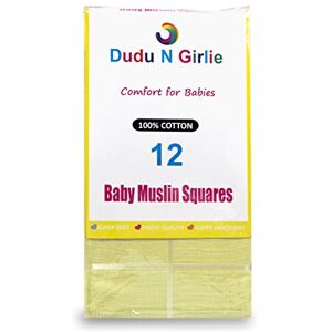 DUDU N GIRLIE Pack of 12-100% Cotton Small Muslin Squares – Breathable & Soft Baby Burp Cloths Extra Large – Newborn Essential Muslin Face Cloths 70cm x 70cm, Yellow. DUDU N GIRLIE Pack of 12-100% Cotton Small Muslin Squares – Breathable & Soft Baby Burp Cloths Extra Large – Newborn Essential Muslin Face Cloths 70cm x 70cm, Yellow.