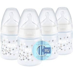 NUK First Choice Baby Bottles, Anti-Colic, 0-6 Months Silicone Teat, Temperature Control, BPA Free, 150 ml, 4 Count