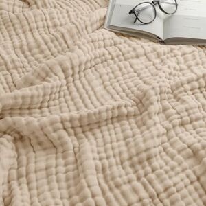 Comfy Cubs Adult Muslin Blanket Throw, 127 x 152 cm Soft, Six-Layered, Lightweight, Breathable Cotton Blanket for All Seasons Machine Washable, Stylish Home Decor Sand Comfy Cubs Adult Muslin Blanket Throw, 127 x 152 cm Soft, Six-Layered, Lightweight, Breathable Cotton Blanket for All Seasons Machine Washable, Stylish Home Decor Sand