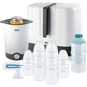NUK First Choice+ Complete Feeding Set Vario Express Steriliser, 4x Baby Bottles, Bottle Warmer, Bottle Brush & More Hearts (Neutral) 9 Count NUK First Choice+ Complete Feeding Set Vario Express Steriliser, 4x Baby Bottles, Bottle Warmer, Bottle Brush & More Hearts (Neutral) 9 Count
