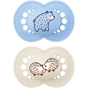 MAM Original Matte Baby Pacifier, Nipple Shape Helps Promote Healthy Oral Development, Sterilizer Case, 2 Pack, 6-16 Months, Boy,2 Count (Pack of 1)