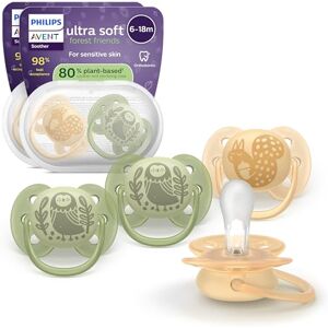 Philips Avent Ultra Soft Soothers Orthodontic Design, for Babies 6-18 Months, Flexible Shield, Silicone Symmetrical Teat, BPA-Free, 2 Sterilizing Cases, 4 Pack, SCF091/52 Philips Avent Ultra Soft Soothers Orthodontic Design, for Babies 6-18 Months, Flexible Shield, Silicone Symmetrical Teat, BPA-Free, 2 Sterilizing Cases, 4 Pack, SCF091/52