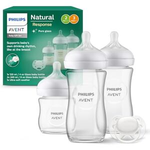 Philips Avent Glass Baby Bottle Newborn Gift Set 3 Baby Milk Bottles, Ultra-Soft Pacifier for Babies Aged 0-6 Months+ (Model SCD878/11) Philips Avent Glass Baby Bottle Newborn Gift Set 3 Baby Milk Bottles, Ultra-Soft Pacifier for Babies Aged 0-6 Months+ (Model SCD878/11)