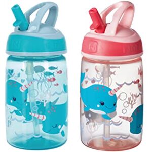 Nuby Mighty Swig Water Bottle No Spill Active Toddler Sippy Cup 360 ml / 12 oz Carry Handle Dishwasher and Microwave Safe Suitable Beaker for 18 Months Plus (Under The Sea, Pack of 2) Nuby Mighty Swig Water Bottle No Spill Active Toddler Sippy Cup 360 ml / 12 oz Carry Handle Dishwasher and Microwave Safe Suitable Beaker for 18 Months Plus (Under The Sea, Pack of 2)