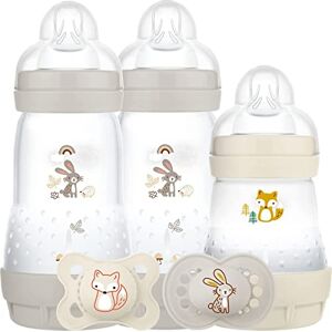 MAM Easy Start Colours of Nature Starter Self Sterilising Anti Colic Starter Set (Woodland), Non-Shiny Matt Finish Newborn Bottle Set and Soother, Newborn Essentials