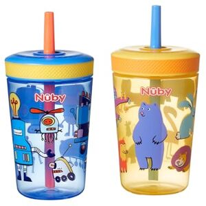 Nuby Sip It Swirler Cup Toddler Beaker with 360° Straw Spill-Proof 420ml / 14oz Suitable from 18 Months Pack of 2 (Blue & Yellow) Nuby Sip It Swirler Cup Toddler Beaker with 360° Straw Spill-Proof 420ml / 14oz Suitable from 18 Months Pack of 2 (Blue & Yellow)