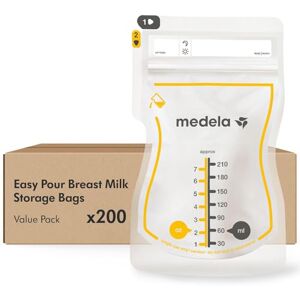 Medela Easy Pour Breastmilk Storage Bags 200 Count 210ml Disposable Leakproof Breast Milk Bags with Milk Protection Recyclable & BPA Free Medela Easy Pour Breastmilk Storage Bags 200 Count 210ml Disposable Leakproof Breast Milk Bags with Milk Protection Recyclable & BPA Free