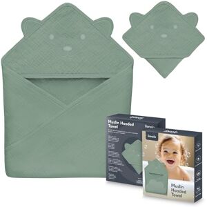 lionelo Baby Hooded Towel 100% Natural Muslin Cotton 80x80cm Absorbent Bath Towel with Hood for Newborns & Toddlers 6 Colours Soft & Breathable, Swaddle Muslin, Nursery Blankets (Green, 80x80 cm) lionelo Baby Hooded Towel 100% Natural Muslin Cotton 80x80cm Absorbent Bath Towel with Hood for Newborns & Toddlers 6 Colours Soft & Breathable, Swaddle Muslin, Nursery Blankets (Green, 80x80 cm)