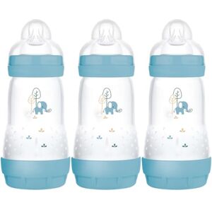 Fb0503b MAM Easy Start Self Sterilising Anti-Colic Baby Bottle Pack of 3 (3 x 260 ml), Anti-Colic Bottle with Medium Flow MAM Teats Size 2, Newborn Essentials, Blue (Designs May Vary)