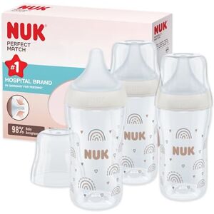 NUK Perfect Match Baby Bottles Set 3+ Months Adapts to Baby's Palate Temperature Control Anti Colic Vent 260 ml BPA-Free Medium Silicone Teat Rainbow 3 Count NUK Perfect Match Baby Bottles Set 3+ Months Adapts to Baby's Palate Temperature Control Anti Colic Vent 260 ml BPA-Free Medium Silicone Teat Rainbow 3 Count