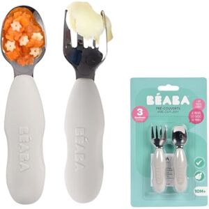 Béaba BEABA, Set of 2 Stainless Steel and Silicone Cutlery Sets, Baby Cutlery, Children's Cutlery, from 10 Months, Ergonomic Shape, Ergonomic Handle, Learning Cutlery, Sage Green Béaba BEABA, Set of 2 Stainless Steel and Silicone Cutlery Sets, Baby Cutlery, Children's Cutlery, from 10 Months, Ergonomic Shape, Ergonomic Handle, Learning Cutlery, Sage Green