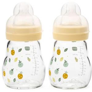 MAM Feel Good Glass Bottle 2 Pack (1 x 170ml) Glass Bottle with Slow Flow Teat Size 2 Baby Accessories for Newborn Yellow MAM Feel Good Glass Bottle 2 Pack (1 x 170ml) Glass Bottle with Slow Flow Teat Size 2 Baby Accessories for Newborn Yellow
