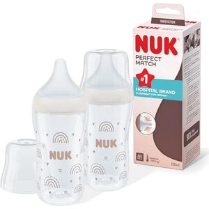 NUK Perfect Match Baby Bottles Set 3+ Months Adapts to Baby's Palate Temperature Control Anti Colic Vent 260 ml BPA-Free Medium Silicone Teat Rainbow 2 Count NUK Perfect Match Baby Bottles Set 3+ Months Adapts to Baby's Palate Temperature Control Anti Colic Vent 260 ml BPA-Free Medium Silicone Teat Rainbow 2 Count