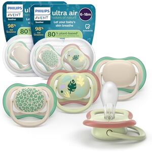 Philips Avent Ultra Air Soothers Orthodontic Design, for Babies 6-18 Months, Soft Silicone Symmetrical Teat, BPA-Free, 2 Sterilizing Cases, 4 Pack, SCF087/26 Philips Avent Ultra Air Soothers Orthodontic Design, for Babies 6-18 Months, Soft Silicone Symmetrical Teat, BPA-Free, 2 Sterilizing Cases, 4 Pack, SCF087/26