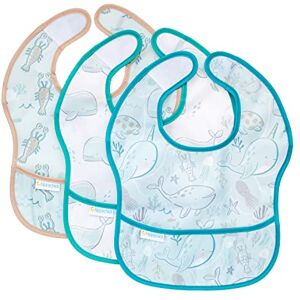Hippychick Baby Weaning Bib, Waterproof Bibs with Pockets, for 6-24 Months, Little Bib 3 Pack Under The Sea Hippychick Baby Weaning Bib, Waterproof Bibs with Pockets, for 6-24 Months, Little Bib 3 Pack Under The Sea