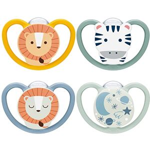 NUK Space Day & Night Baby Dummy 18-36 Months Glow-in-the-Dark Soothers with Extra Ventilation for Sensitive Skin BPA-Free Silicone Zebra & Lion 4 Count NUK Space Day & Night Baby Dummy 18-36 Months Glow-in-the-Dark Soothers with Extra Ventilation for Sensitive Skin BPA-Free Silicone Zebra & Lion 4 Count