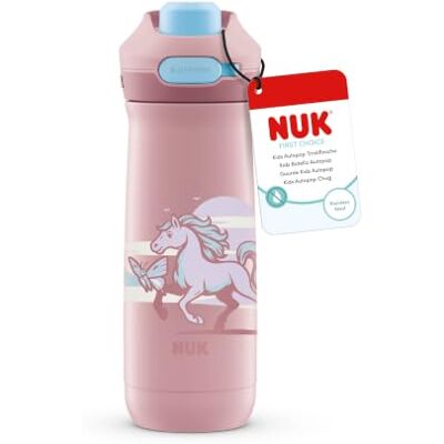 NUK Kids Autopop Chug Stainless Steel Water Bottle, 4+ Years, Horse 380ml, Bite-Resistant Spout, Leak Proof Water Bottle, 1 Count NUK Kids Autopop Chug Stainless Steel Water Bottle, 4+ Years, Horse 380ml, Bite-Resistant Spout, Leak Proof Water Bottle, 1 Count