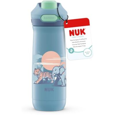 NUK Kids Autopop Chug Stainless Steel Water Bottle, 4+ Years, Tiger 380ml, Bite-Resistant Spout, Leak Proof Water Bottle, 1 Count NUK Kids Autopop Chug Stainless Steel Water Bottle, 4+ Years, Tiger 380ml, Bite-Resistant Spout, Leak Proof Water Bottle, 1 Count