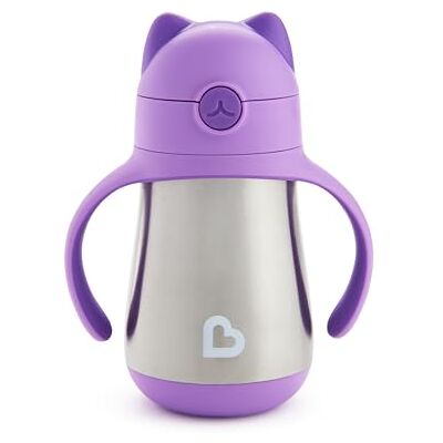 Munchkin Stainless Steel Baby Straw Cup Cool Cat 237ml Purple Munchkin Stainless Steel Baby Straw Cup Cool Cat 237ml Purple