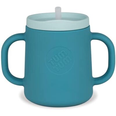 TUM TUM 3 Way Silicone Baby Training Cup Designed With Feeding & Speech Therapist Three in One Free Flow Straw, Transition, and Open Cup for 6 Months Plus, 180ml, Blue TUM TUM 3 Way Silicone Baby Training Cup Designed With Feeding & Speech Therapist Three in One Free Flow Straw, Transition, and Open Cup for 6 Months Plus, 180ml, Blue