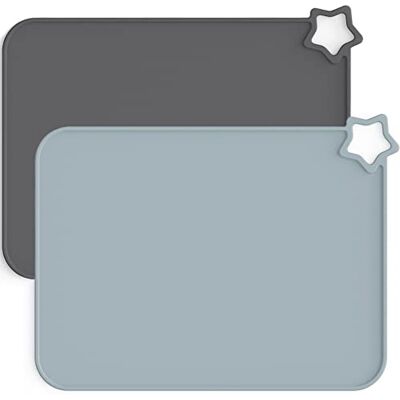 Moonkie Silicone Placemats for Baby & Kid, Stain Resistant Non-Slip Toddler Food Mats Eating Table Mat with 2 Packs (Dark Grey/Light Grey) Moonkie Silicone Placemats for Baby & Kid, Stain Resistant Non-Slip Toddler Food Mats Eating Table Mat with 2 Packs (Dark Grey/Light Grey)