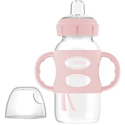 Dr Brown's - Milestones Wide-Neck Sippy Bottle - Light Pink - Baby Bottle Dr Brown's - Milestones Wide-Neck Sippy Bottle - Light Pink - Baby Bottle