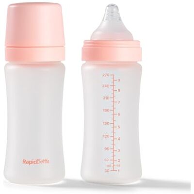 Nuby RapidBottle Anti-Colic Glass Baby Bottles, 2-Pack, 9oz, Pink Nuby RapidBottle Anti-Colic Glass Baby Bottles, 2-Pack, 9oz, Pink