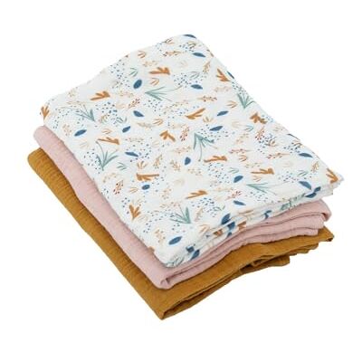 DOMIVA Baby Bibs & Swaddles - Set of 3 Cotton Gauze - Rose caramel - Baby Bibs & Swaddles DOMIVA Baby Bibs & Swaddles - Set of 3 Cotton Gauze - Rose caramel - Baby Bibs & Swaddles