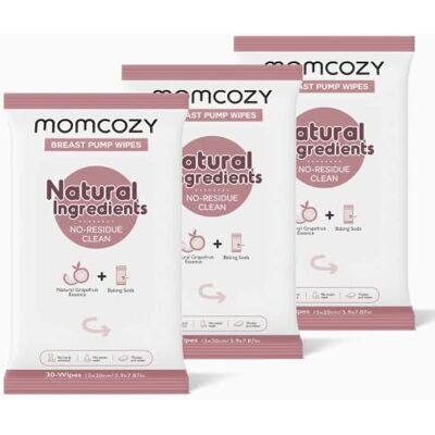 momcozy Breast Pump Wipes for Parts Cleaning On-The-Go,30 Count (3 Packs) 100% Plant-Based for Pump Parts, Milk Bottles, Pacifiers, Teethers & Toys, Baby food-maker momcozy Breast Pump Wipes for Parts Cleaning On-The-Go,30 Count (3 Packs) 100% Plant-Based for Pump Parts, Milk Bottles, Pacifiers, Teethers & Toys, Baby food-maker