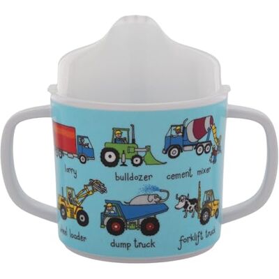 Tyrrell Katz Two-Handled Sippy Cup for Toddlers, Free Flow (No Valve), Removable Lid for Transition to Open Beaker, Anti-Slip Base, BPA Free, Detailed Trucks Illustrations Tyrrell Katz Two-Handled Sippy Cup for Toddlers, Free Flow (No Valve), Removable Lid for Transition to Open Beaker, Anti-Slip Base, BPA Free, Detailed Trucks Illustrations