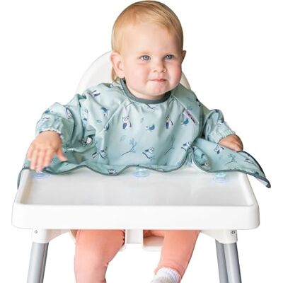 Tidy Tot Cover & Catch Weaning Bib with Sleeves. Mess-free Baby Weaning. Attaches to Highchairs with Suction. Waterproof. Long Sleeved Coverall BLW Bib for Babies. Wipe Clean. Machine Wash. Tidy Tot Cover & Catch Weaning Bib with Sleeves. Mess-free Baby Weaning. Attaches to Highchairs with Suction. Waterproof. Long Sleeved Coverall BLW Bib for Babies. Wipe Clean. Machine Wash.