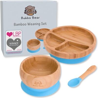 Bubba Bear ® Baby Bamboo Suction Bowl, Plate & Spoon Set Stay Put Toddler Led Feeding Bowls & Plates Guide to Weaning eBook Bubba Bear ® Baby Bamboo Suction Bowl, Plate & Spoon Set Stay Put Toddler Led Feeding Bowls & Plates Guide to Weaning eBook
