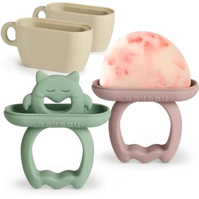 haakaa Chilly Monster Popsicle Molds, Silicone Breastmilk Popsicle Molds for Baby Teething Relief, BPA Free Ice Pop Molds&Frozen Breast Milk Teether Popsicle Maker for Infant 6m+(Blush + Pea Green) haakaa Chilly Monster Popsicle Molds, Silicone Breastmilk Popsicle Molds for Baby Teething Relief, BPA Free Ice Pop Molds&Frozen Breast Milk Teether Popsicle Maker for Infant 6m+(Blush + Pea Green)
