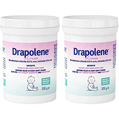 Drapolene 2 x Cream 200g Tub Prevents and Treats Nappy Rash Soothes and Protects Baby's bottom from newborn onwards Drapolene 2 x Cream 200g Tub Prevents and Treats Nappy Rash Soothes and Protects Baby's bottom from newborn onwards