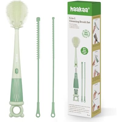 haakaa 5-in-1 Baby Bottle Brush Set for Pump Parts, Teats & Straws BPA-free 5-in-1 Cleaning Kit, Bottle Brush, Teat Brush, Straw brush, Pump Parts Cleaning for home & travel haakaa 5-in-1 Baby Bottle Brush Set for Pump Parts, Teats & Straws BPA-free 5-in-1 Cleaning Kit, Bottle Brush, Teat Brush, Straw brush, Pump Parts Cleaning for home & travel