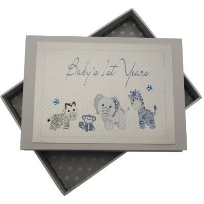 White Cotton Cards Handmade Baby's 1st Years Tiny Photo Album (Blue) White Cotton Cards Handmade Baby's 1st Years Tiny Photo Album (Blue)