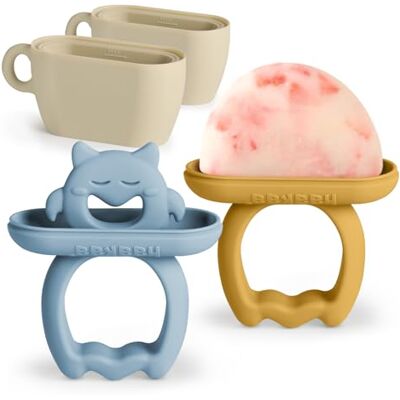 haakaa Chilly Monster Popsicle Molds, Silicone Breastmilk Popsicle Molds for Baby Teething Relief, BPA Free Ice Pop Molds&Frozen Breast Milk Teether Popsicle Maker for Infant 6m+ (Sky Blue + Mustard) haakaa Chilly Monster Popsicle Molds, Silicone Breastmilk Popsicle Molds for Baby Teething Relief, BPA Free Ice Pop Molds&Frozen Breast Milk Teether Popsicle Maker for Infant 6m+ (Sky Blue + Mustard)