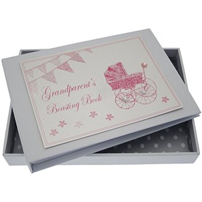 White Cotton Cards Grandparent's Boasting Book Tiny Album (Pink Pram and Bunting) White Cotton Cards Grandparent's Boasting Book Tiny Album (Pink Pram and Bunting)