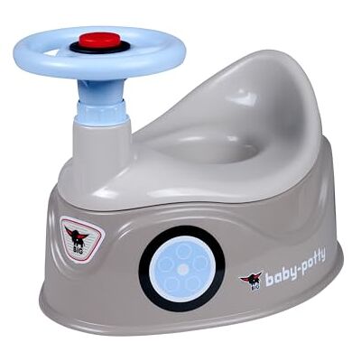 BIG -Baby-Potty Grey Learning Potty in Bobby Car Design with Removable Steering Wheel and High Backrest, Removable Insert, for Children from 18 Months BIG -Baby-Potty Grey Learning Potty in Bobby Car Design with Removable Steering Wheel and High Backrest, Removable Insert, for Children from 18 Months