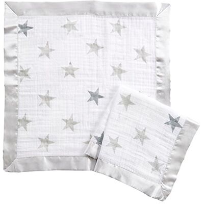 aden + anais essentials Issie Security Blanket, Super Soft 100% Cotton Muslin, Satin Trim, 2 pack, dusty aden + anais essentials Issie Security Blanket, Super Soft 100% Cotton Muslin, Satin Trim, 2 pack, dusty