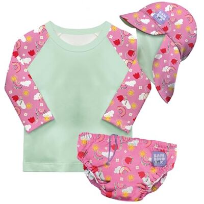Mitac UPF 40+ Reusable Swim Nappy Set (Age 1-2 Years) Happy Days Includes, Swim Nappy Pant, Swim Rash Vest Top & Swim Hat for Baby and Toddler Mitac UPF 40+ Reusable Swim Nappy Set (Age 1-2 Years) Happy Days Includes, Swim Nappy Pant, Swim Rash Vest Top & Swim Hat for Baby and Toddler