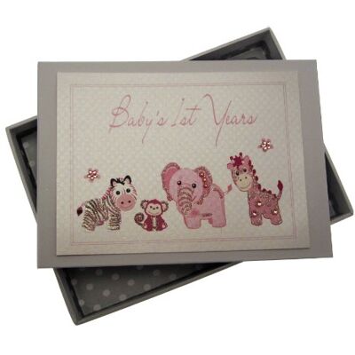 White Cotton Cards Handmade Baby's 1st Years Tiny Photo Album (Pink) White Cotton Cards Handmade Baby's 1st Years Tiny Photo Album (Pink)