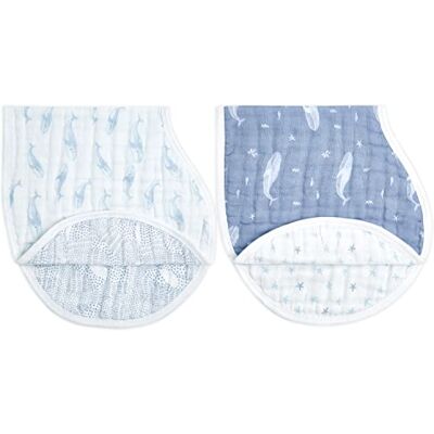 aden + anais Burpy Baby Bib, 100% organic cotton muslin, 4 Layer Multi Use Burping Cloth, Super Soft & Absorbent Burp Rag for Infants, Newborns and Toddlers, 2 Pack, 0-36 Months, oceanic, 57x28cm aden + anais Burpy Baby Bib, 100% organic cotton muslin, 4 Layer Multi Use Burping Cloth, Super Soft & Absorbent Burp Rag for Infants, Newborns and Toddlers, 2 Pack, 0-36 Months, oceanic, 57x28cm