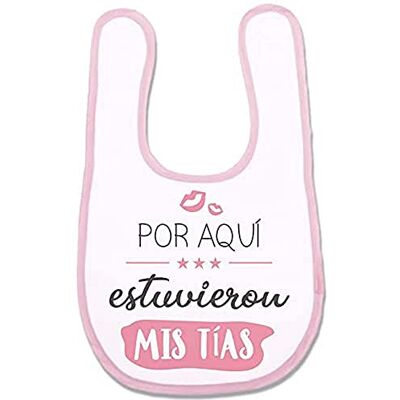 SUPERMOLON 02314 – "Por Aquí Estueron My Aunties" Baby Bib with Velcro, Pastel Pink, Unisex SUPERMOLON 02314 – "Por Aquí Estueron My Aunties" Baby Bib with Velcro, Pastel Pink, Unisex