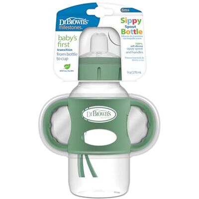 Dr Brown's - Milestones Wide-Neck Sippy Bottle - 100% Silicone Handles - Sippy Bottle Dr Brown's - Milestones Wide-Neck Sippy Bottle - 100% Silicone Handles - Sippy Bottle