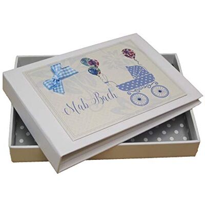 White Cotton Cards 'MAB Bach' Baby Mini Album, Blue Pram (WDTB1T) White Cotton Cards 'MAB Bach' Baby Mini Album, Blue Pram (WDTB1T)