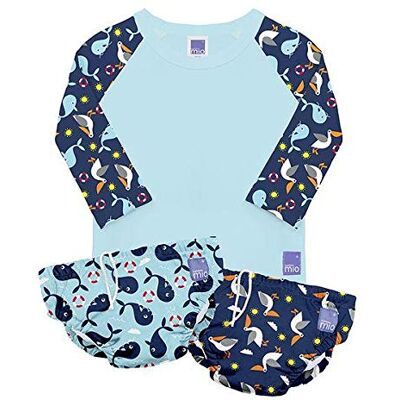 Mitac , Reusable Swim Set NAUTCAL, 6-12 Months 2 Swim Nappies and Rash Vest Top, Baby and Toddler, Sun Protection UPF40+ Mitac , Reusable Swim Set NAUTCAL, 6-12 Months 2 Swim Nappies and Rash Vest Top, Baby and Toddler, Sun Protection UPF40+