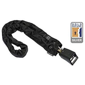 Hiplok Home Silver Bike Chain Lock Black. 8mm Thick, 1.2m Locking Length. 12mm Shackle. 3 Keys, 10 Year Warranty. Sold Secure Silver Bicycle Lock Hiplok Home Silver Bike Chain Lock Black. 8mm Thick, 1.2m Locking Length. 12mm Shackle. 3 Keys, 10 Year Warranty. Sold Secure Silver Bicycle Lock